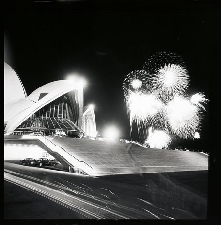 Fireworks at the official opening of Sydney Opera House