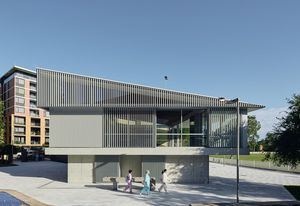 Durable concrete finishes and low-maintenance facades, combined with passive solar design, reduce energy use while keeping the Mark Taylor Oval Pavilion comfortable year-round.