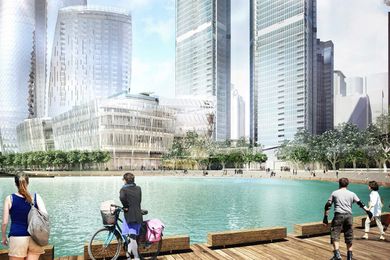 Revised design of Crown tower and Watermans Cove at Barangaroo South.