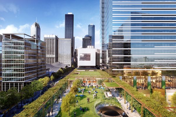 The first stage approval includes a 2000-square-metre elevated “skypark” designed by  Denton Corker Marshall with Aspect Oculus.