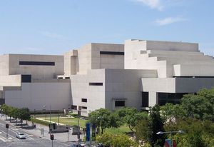 The western facade of the Queensland Performing Arts Centre, designed by Robin Gibson and Partners.