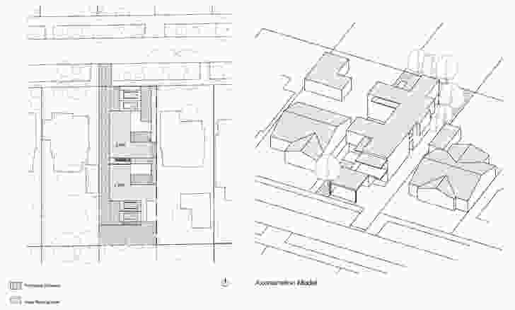 Modelling for maisonette-style dwellings by Bernard Seebar Architects.