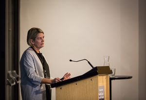 Ann-Maree Ruffles (ThomsonAdsett) speaks at the 2018 Health Care/Health Design conference.