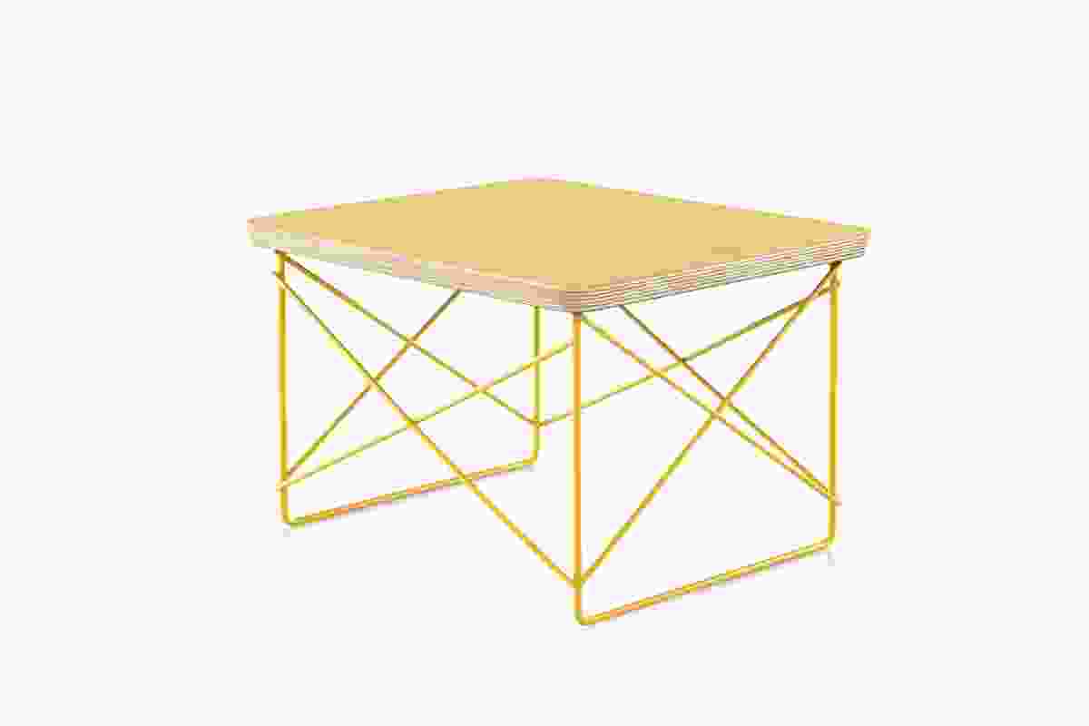 The Select edition Eames Wire Base Low Table in yellow-gold.