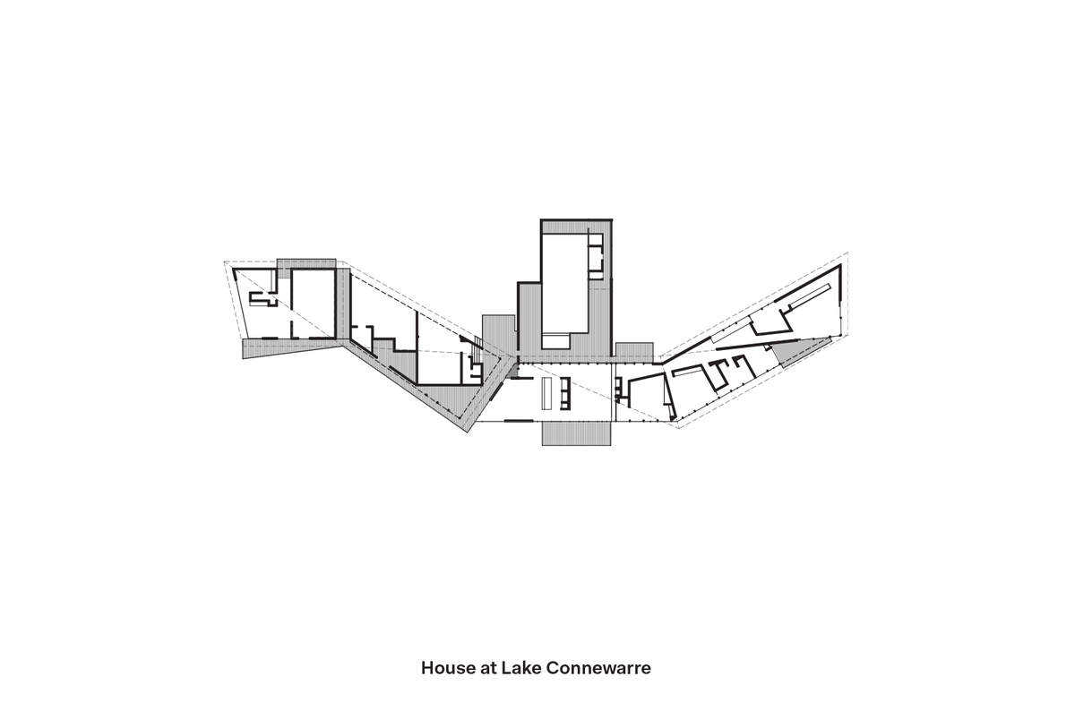 Figure 5: The detached villa wall type at House at Lake Connewarre. The typology is common to many of KTA’s rural projects – its linearity deploys the building envelope as a wall that has territorial consequences.