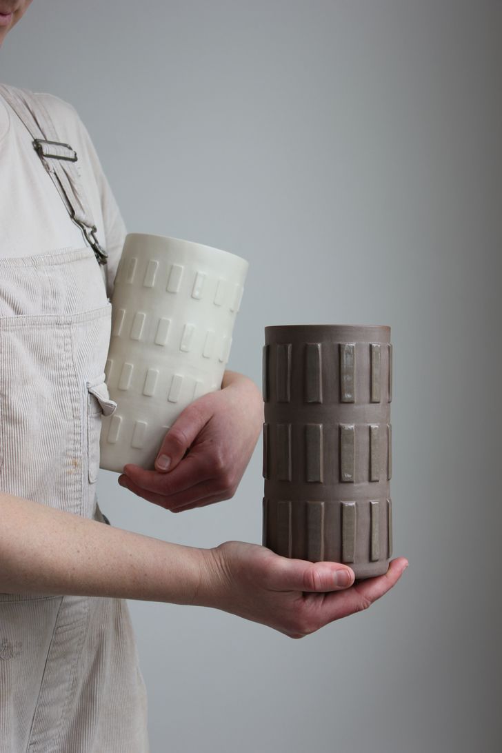 Hand-detailed vases are created with tactility and texture in mind.