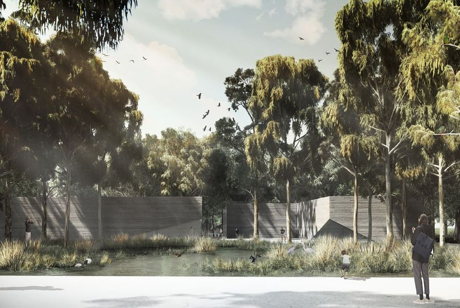 The proposed ecological core in Architectus, Aurecon, McGregor Coxall and Greenshoot Consulting's design for a Harkness cemetery.