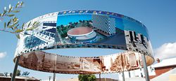 Iredale Pedersen Hook’s billboard for The Architects Project, a “gazebo” covered with images of unrealized designs for Perth.