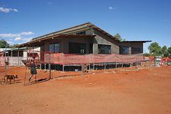 Builder Ramsin Badal at Dajarra, working on a project designed by Stephen de Jersey.