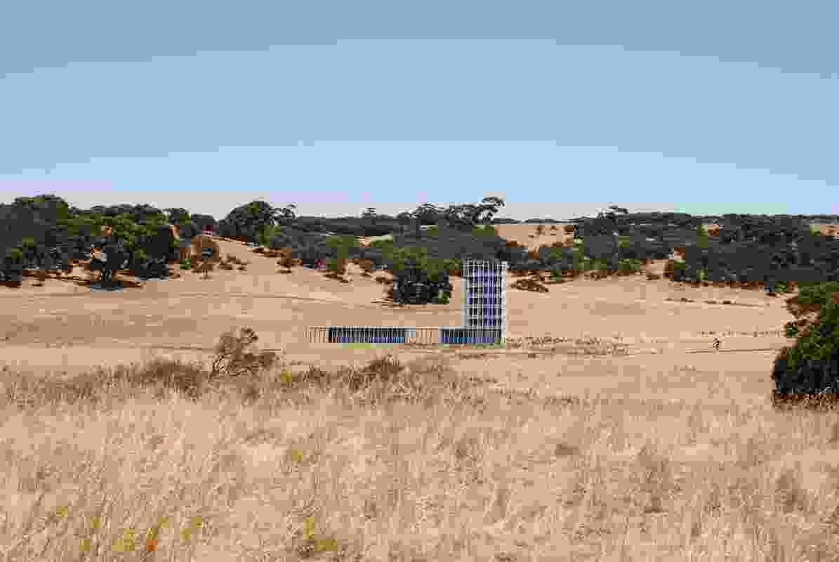 Proposed Kangaroo Island resort by Parti. Pictured: an early visualization of a lodge with a cookery school in summer.