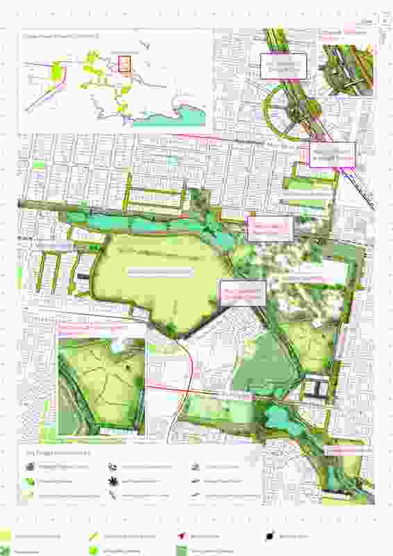 A detailed design proposal for one of the key mid-scale corridor connections; the Jones Creek Grassland Circuit in St Albans. The site is socially diverse and has linear corridor connection potential through a railway line and green space void underneath power lines.