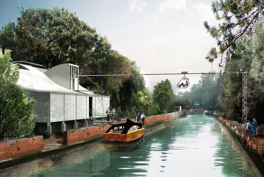 A water-taxi ride around the Giardini. Exhibitor team: Richard Goodwin 