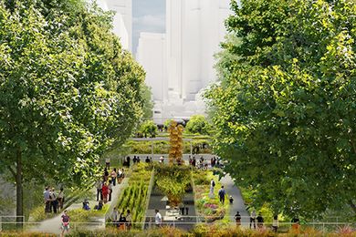 Hassell and SO–IL's proposed elevated inner-city park for Southbank's arts precinct.