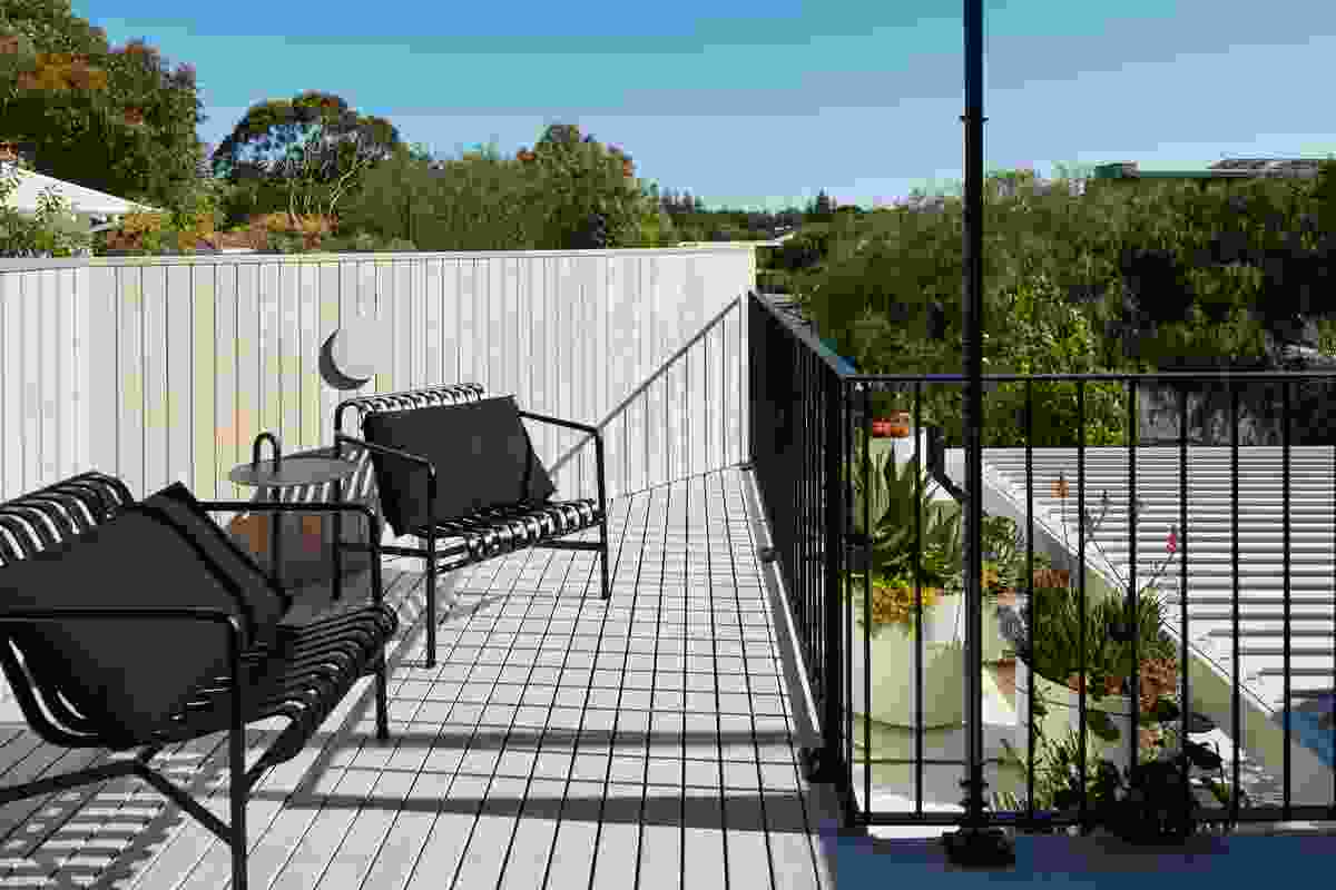 A terrace for two provides a quiet spot for enjoying the winter sun, or gazing at the stars.