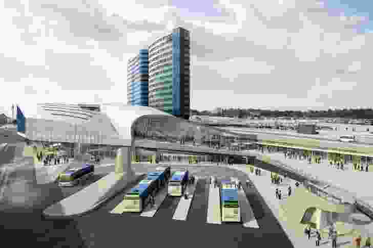 Render of Arnhem Central Station, Netherlands.