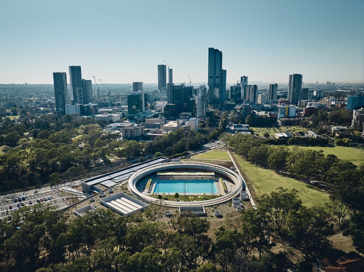 The Parramatta Aquatic Centre by Grimshaw with Andrew Burges Architects and McGregor Coxall, and the City of Parramatta Council.