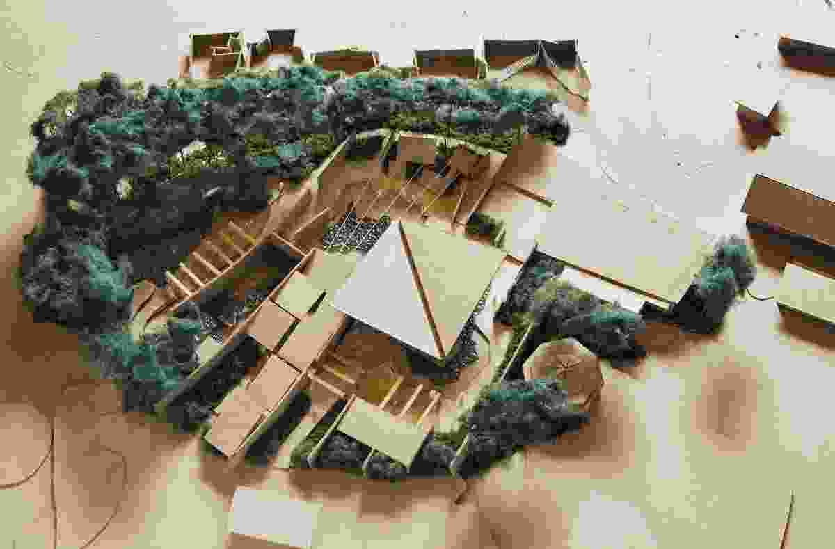 The intertwining of landscape architecture and architecture is captured in one of the many models built during the design stages.
