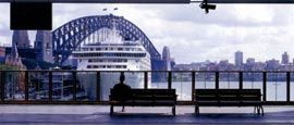 View over Sydney Cove to the harbour from the viewing area at the mid-point along the Cahill Expressway. Image: Brett Boardman