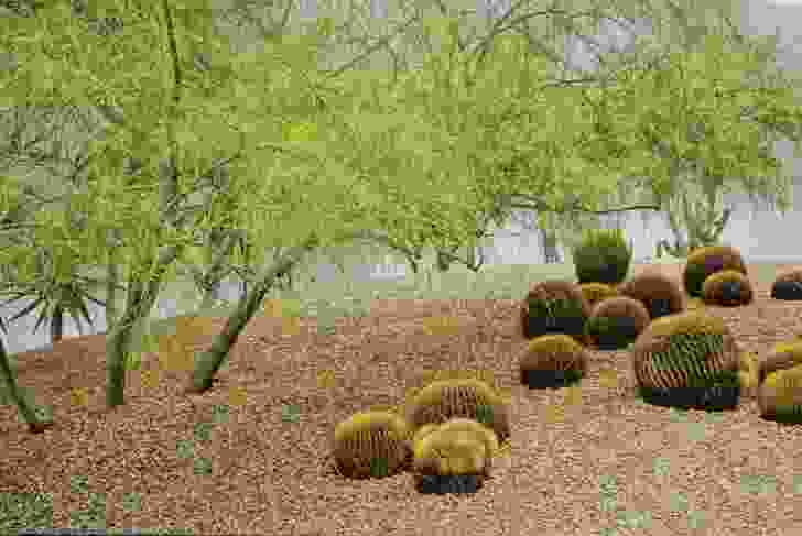 Isamu Noguchi’s California Scenario garden in Costa Mesa, California, USA.