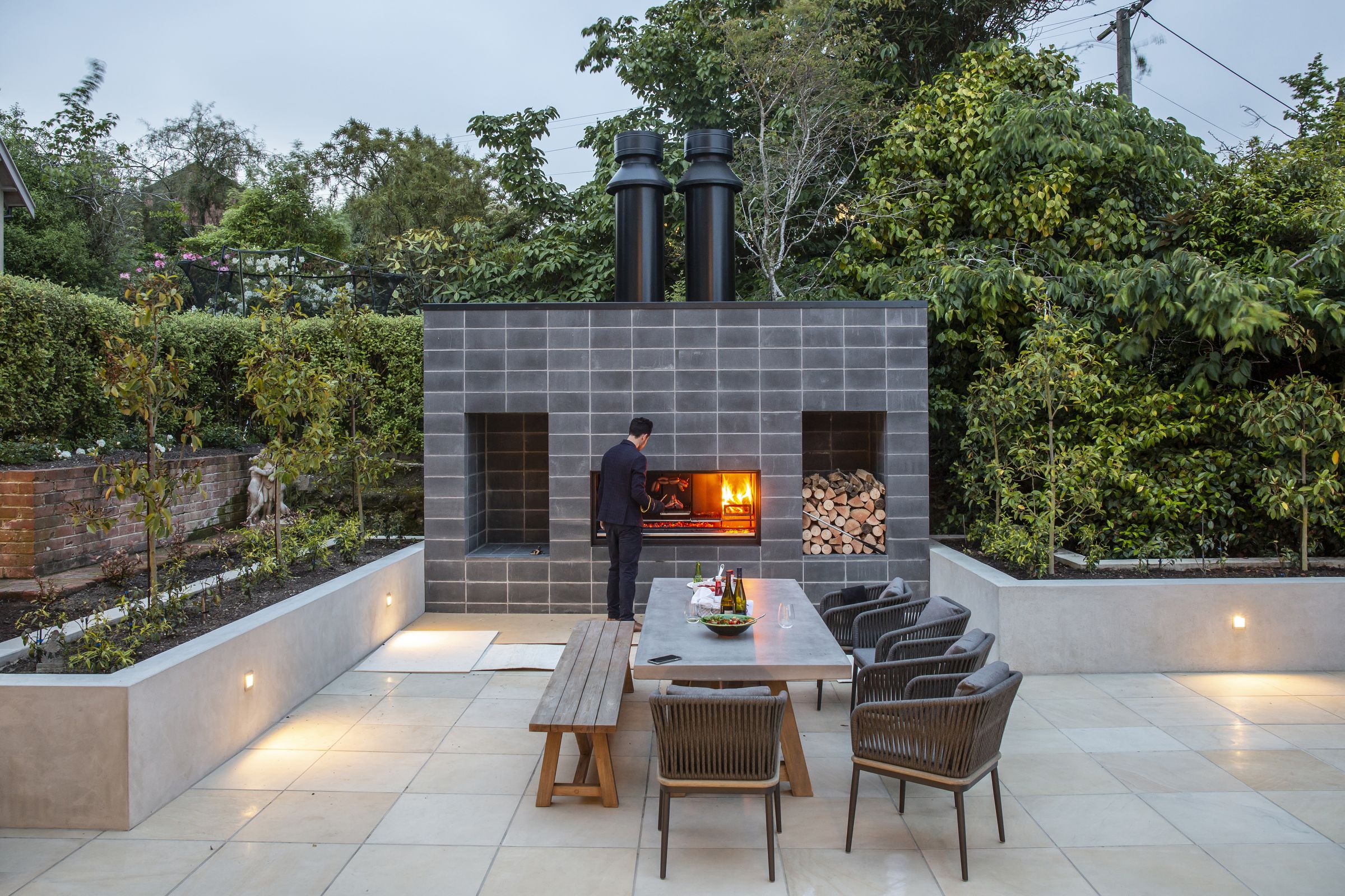 EK outdoor fireplace kitchen series by Escea | ArchitectureAu