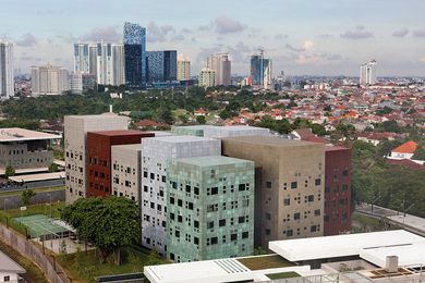 Volumetrically, the chancery at the new Australian Embassy in Jakarta is reminiscent of Australian landforms.