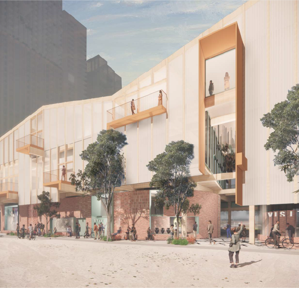 A view of the proposed entry facade.