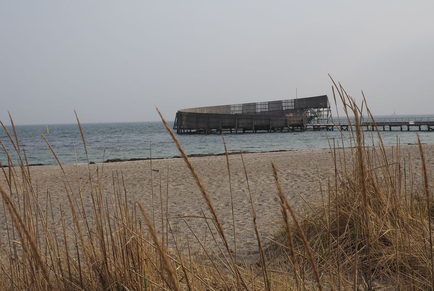 Kastrup Sea Bath as seen from the shoreline of Amager Beach.