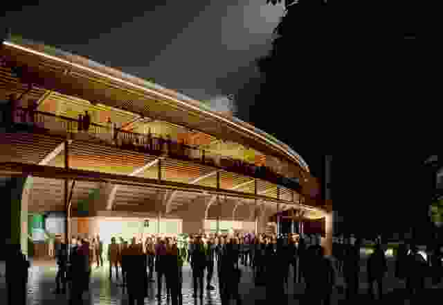 Initial design for redevelopment of UTAS Stadium by Populous and Philp Lighton Architects.
