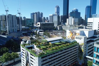 A collaboration between sustainability companies, Melbourne Skyfarm is transforming a rooftop car park into an urban farm and environmental education centre.