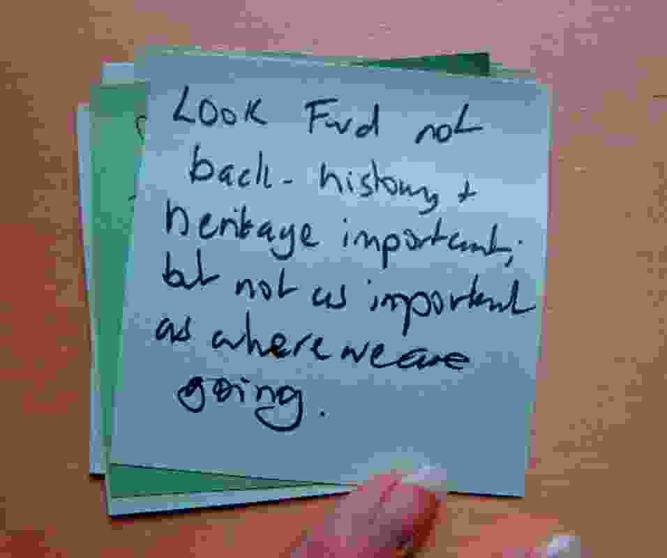 A post-it note from the Green City Forum organized by 5000plus.