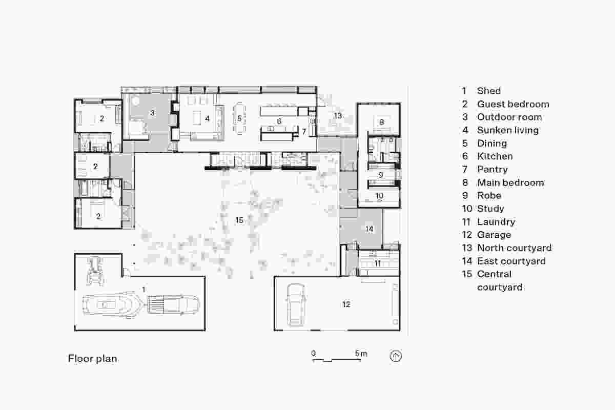 Plan of House in the Dry by MRTN Architects.