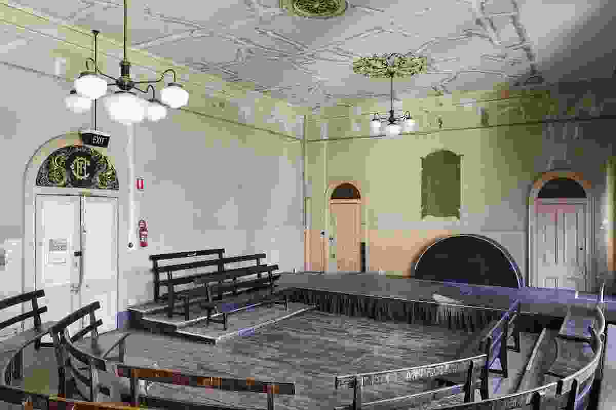 Trades Hall council chamber prior to restoration.