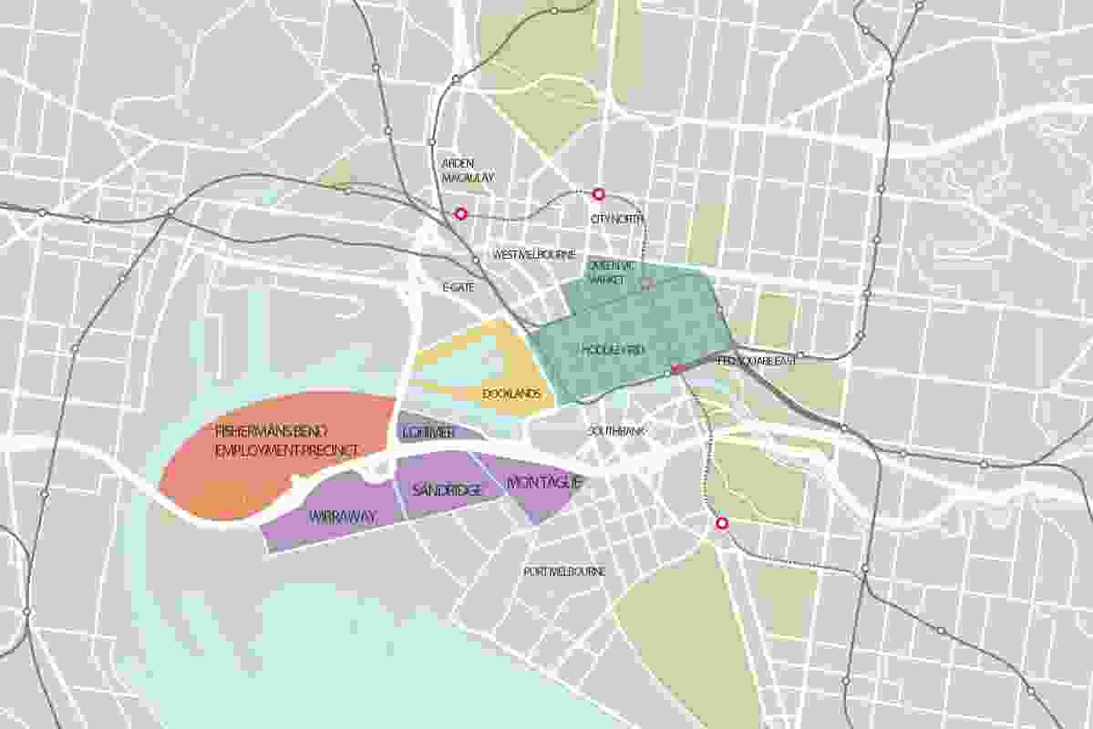 Overall map of the development of Fishermans Bend.