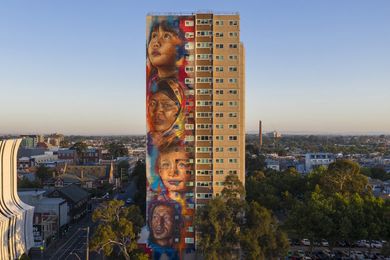 The existing public housing estate in Collingwood. Artwork by Matt Adnate.