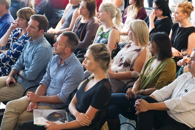 The audience at Artichoke Night School session seventeen, at Space Furniture’s Melbourne showroom.