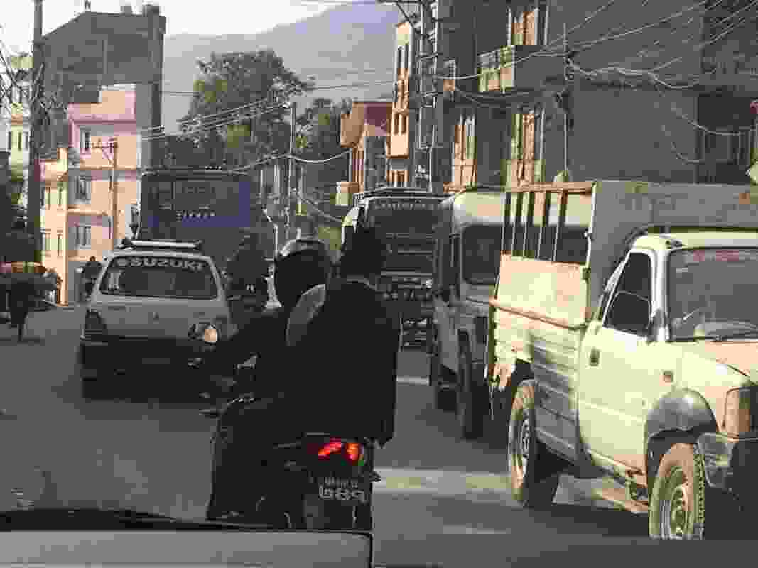 The chaotic streets of Kathmandu.