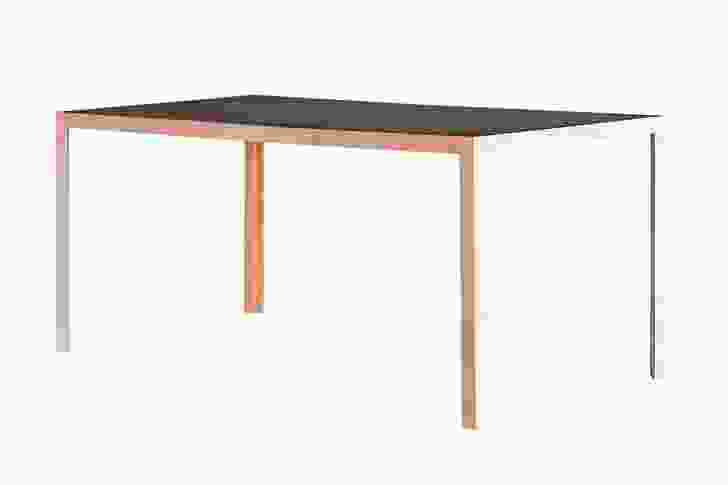 The Coexistence table, designed by Facet Studio, is made from ply and concrete slate.