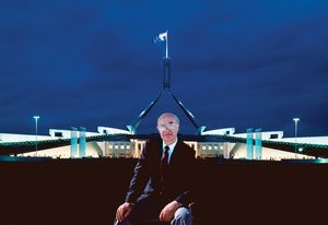 Romaldo Giurgola, pictured outside Parliament House in Canberra.