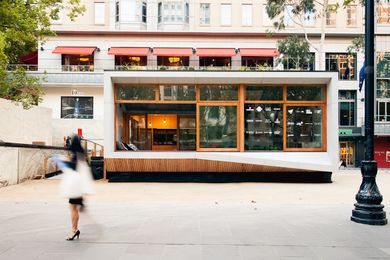 Prefabricated Carbon Positive House by Archiblox installed temporarily in Melbourne's City Square in 2015.
