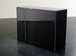 Dean Baird and Karryn Irwin’s segment of a mild steel and Formply reception counter.