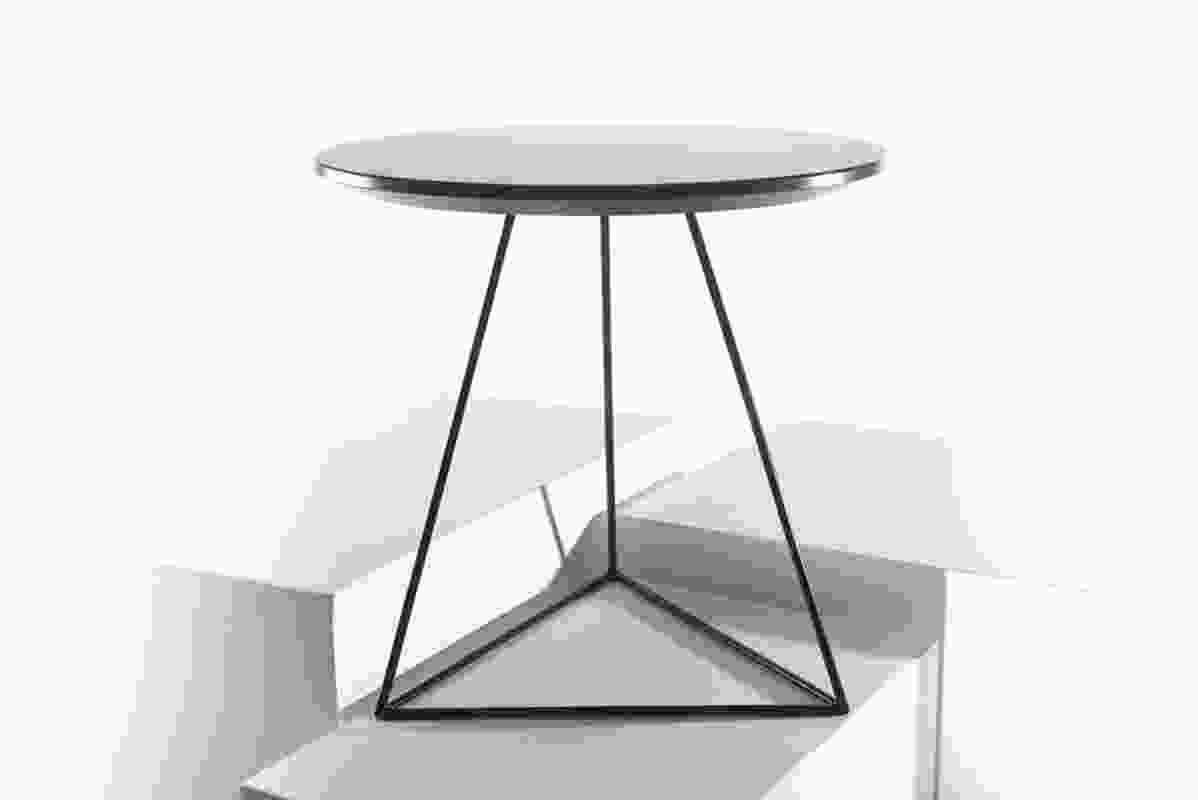 The GEO side table with a shark-nosed MDF top.