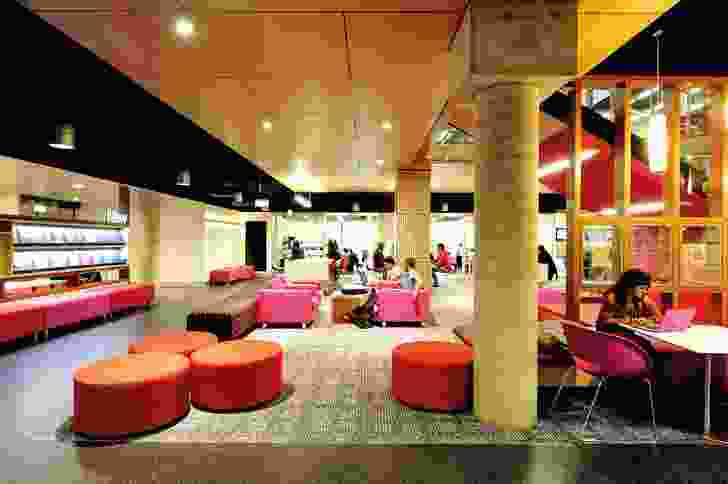 Bright colours and comfortable lounge furniture are an acknowledgement of the library’s social function.