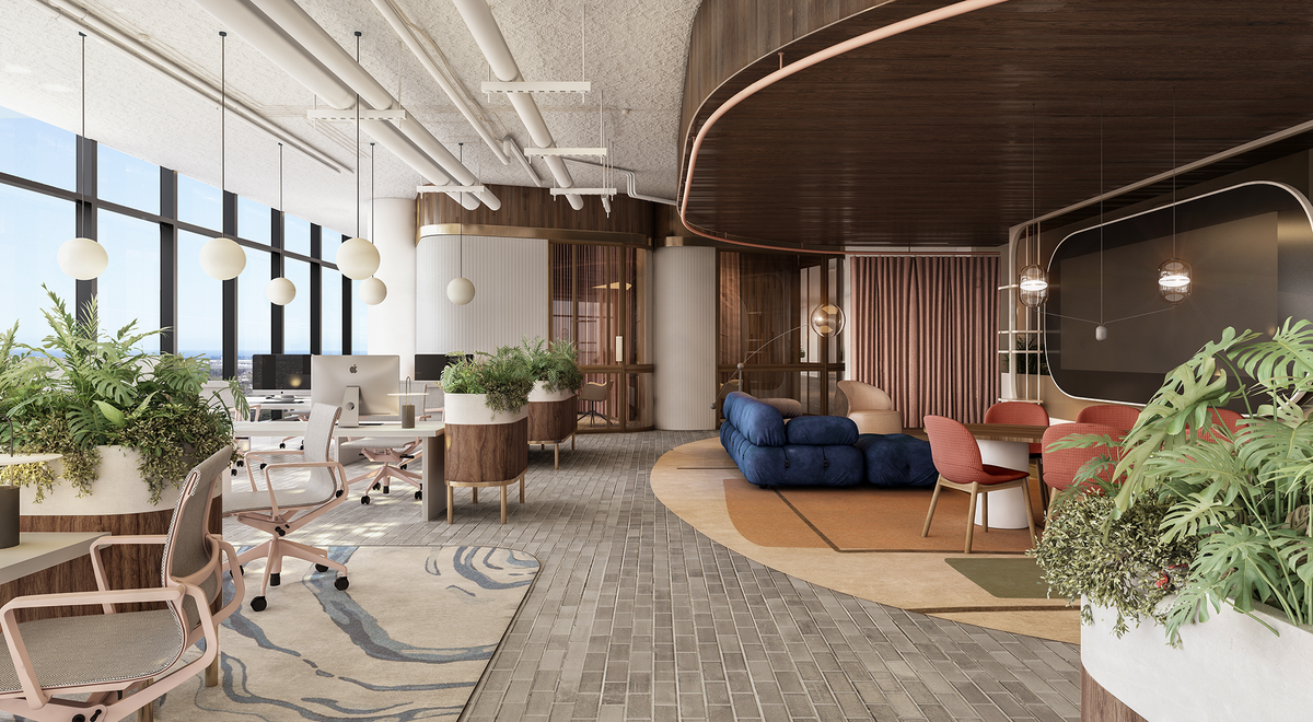 Office spaces will feature astern and southern views over the city.