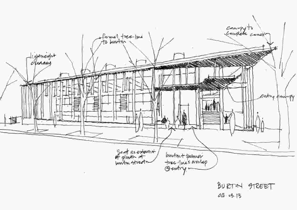 Sketch of the East Sydney Community Centre by Lahznimmo Architects.