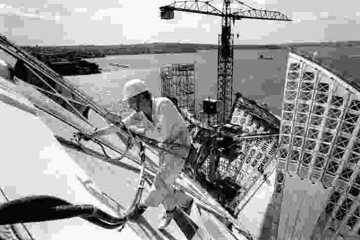Sealing roof joints on the Sydney Opera House, 1966.