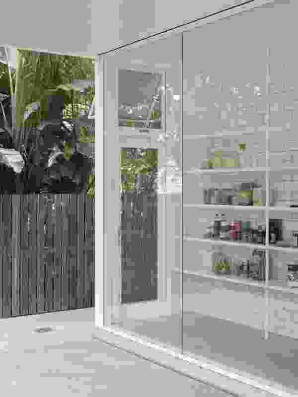 An unconventional shopfront-like pantry is an efficient planning idea.