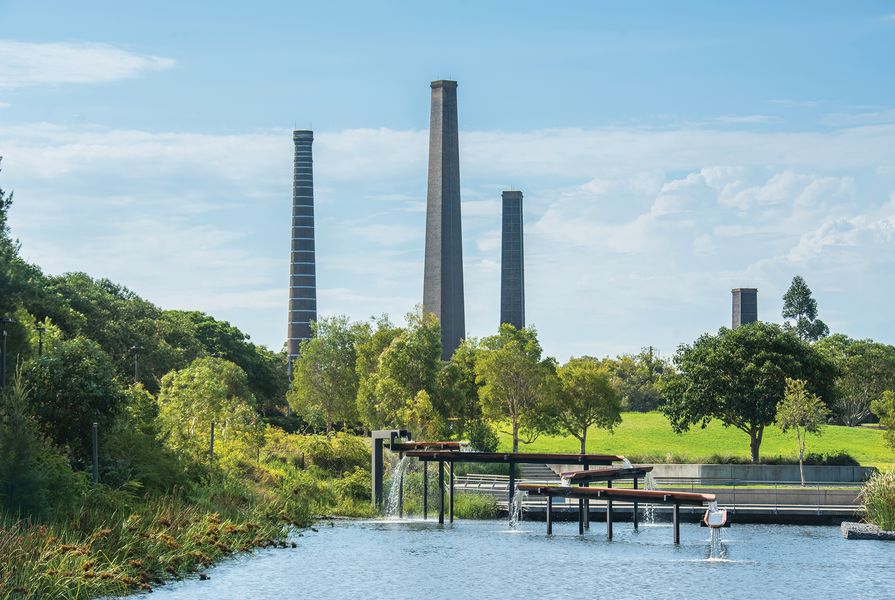 Historic brick kilns, grass-covered slopes and an innovative water re-use scheme characterize Sydney Park – a constructed ecology on a former landfill.