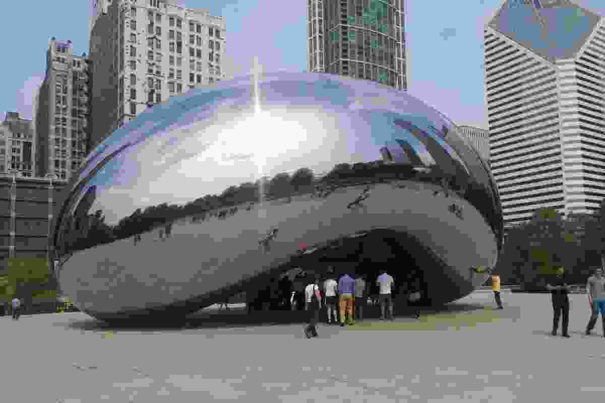 Anish Kapoor’s Cloud Gate sculpture — the centrepiece of AT&T; Plaza at Millennium Park in Chicago. Visited by the 2014 Dulux Study Tour winners.