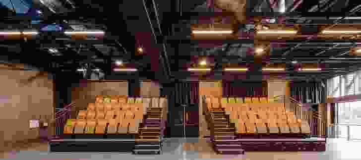 Careful placement of the Australian Theatre for Young People’s performance space allowed an amphitheatre to be fitted within the original fabric.