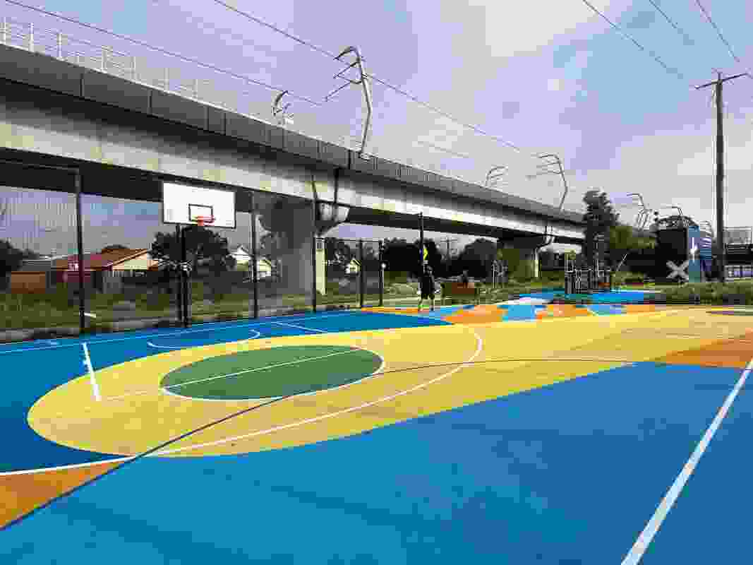 A new sports node added along the railway, again without consultation with Aspect Studios, observes the original design principles.